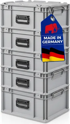 Produktbild von SuperSparSet 5x Eurobox NextGen Portable  Germany | HxBxT 23,5x30x40cm | 20 Liter | Grau | Eurobehälter, Transportbox, Transportbehälter, Stapelbehälter