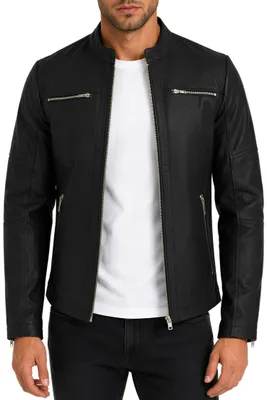 Produktbild von Reichstadt Herren Slim Fit Echtlederjacke Silver Zipper 20RS20LUX Grey XL