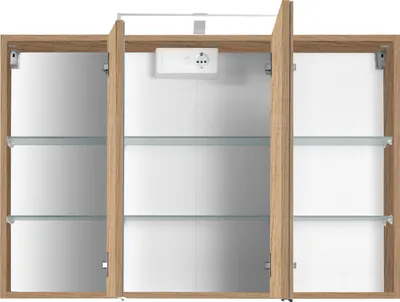 Produktbild von Spiegelschrank Bobbi 100cm Modell 2 3 Türen und led Beleuchtung - Eiche