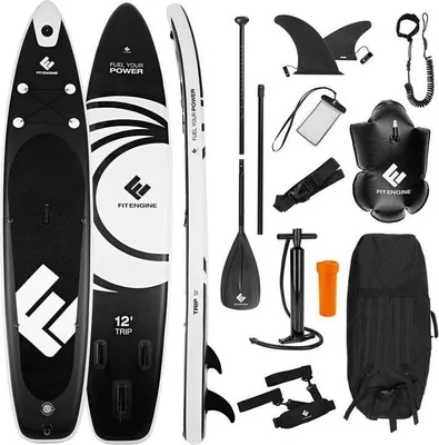 Produktbild von FitEngine SUP Allrounder/Racer/Junior 12'' Umfangreiches Stand-up-Paddle-Board Set inkl. Drybag Handyhülle Drop-Stitch Qualität SUP Marke