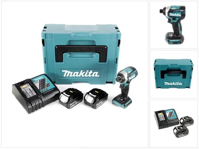 Zdjęcie produktu dla Makita DTD 154 RTJ akumulatorowy klucz udarowy 18V 1/4" 175Nm bezszczotkowy + 2x akumulator 5,0Ah + ładowarka + Makpac