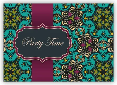 Produktbild von 4x Elegante Einladungskarte für Geburtstags Fete, Abi Feier, Geburtstags Fest mit arabischem Muster im orientalischen Stil, hellblau türkis: Party time