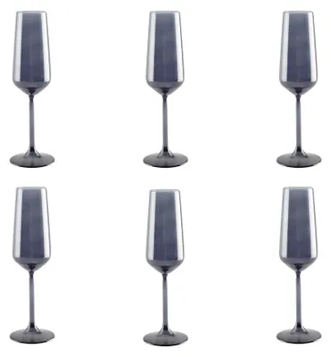 Produktbild von Schwarze Stielgläser für Sekt im 6er-Set, 6 cm Durchmesser, 22,5 cm Höhe