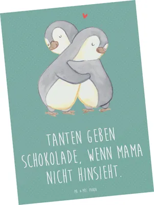 Produktbild von Mr. & Mrs. Panda Postkarte Tante Schokolade - Meeresbrise - Geschenk, Spaß, bildkarte, Familienmitglieder, Ansichtskarte, Neffe, Lächeln, Freuden, Grußkarte, Nichte