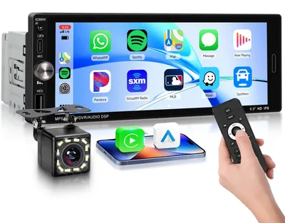 Obrázok produktu pre Autorádio 1 DIN s dotykovým displejom – 6,9 palca, HD IPS – podpora Carplay a Android Auto, bezdrôtové pripojenie