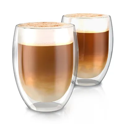 Obrázok produktu pre Arendo poháre s dvojitými stenami, termo poháre, sada 2, tepelne odolné poháre na latte macchiato a kávu Čajový pohár, espresso, cappuccino, 350 ml