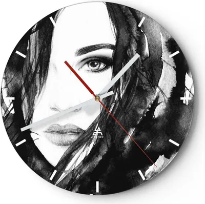 Produktbild von Wanduhr - Rund - Glasuhr - Schmuck Dame Kleid Eleganz - 40x40cm - Schleichendes Uhrwerk - Lautlos - zum Aufhängen bereit - Dekoration Modern - Wanddekoration aus Glas - C3AR40x40-3097
