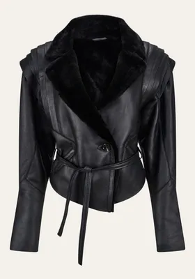 Produktbild von Shearling Lammfelljacke – Edler Contemporary Stil mit figurbetonter Form - Größe: L