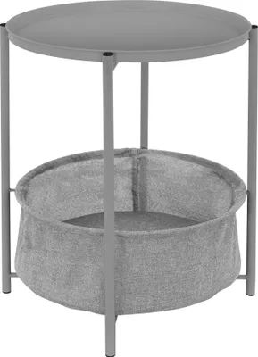 Produktbild von ML-Design Beistelltisch rund mit Stoffkorb & abnehmbarer Tablett, Couchtisch aus Metall