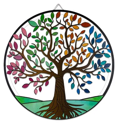 Baum des Lebens Wanddeko 29 cm Metall Handbemalt