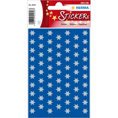 Produktbild von HERMA Weihnachts Sticker DECOR "Sterne" 8 mm silber 3 Blatt à 67 Sticker