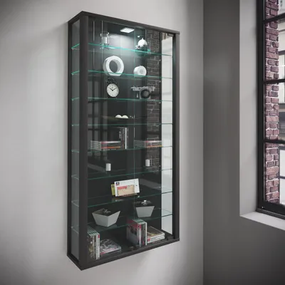 Zdjęcie produktu dla VCM my home Vitrosa Maxi Vitrine schwarz 8 Fachböden