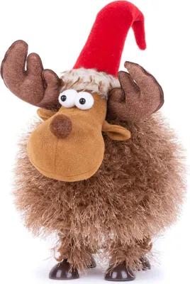 Produktbild von Figur MagicHome Weihnachten, Rentier flauschig, braun, Stoff, 22x20x25 cm