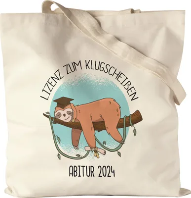 Produktbild von Abitur 2024 Lizenz Zum Klugscheißen Jutebeutel Faultier Schulabschluss Gymnasium