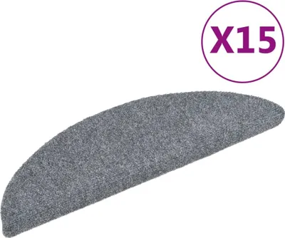 Produktbild von vidaXL Stufenmatten Selbstklebend 15 Stk. 56x17x3 cm Hellgrau Halbrund