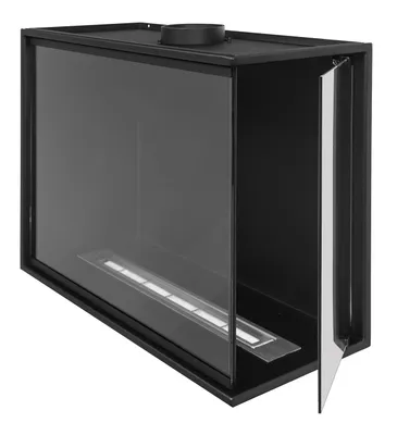 Image de ethanol cheminée d'angle 60cm avec haute façade en verre, cheminée murale droite.