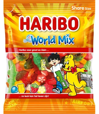 Produktbild von Haribo World Mix Fruchtgummi & Lakritz, 180g Beutel, bunte Mischung