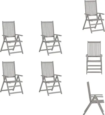 Image de vidaXL Chaises de jardin réglables 4 pcs. Gris Acacia massif - Chaises de jardin