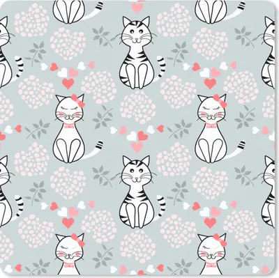Produktbild von MuchoWow® Mauspad Mousepad Muster - Katze - Herz - Mädchen - Kinder - Mädchen 30x30 cm - Mousepads - Maus Mat - Pad - Mausunterlage - Gaming