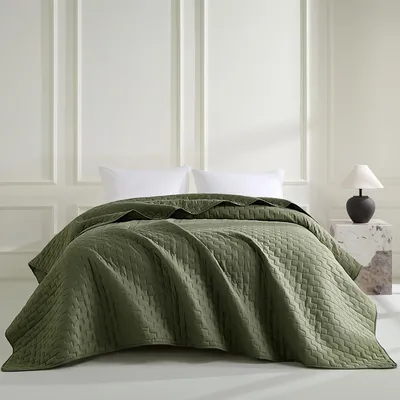 Immagine prodotto di Coperta da giorno verde oliva, 170x210 cm - Multifunzionale, adatta sia per il letto che per il divano