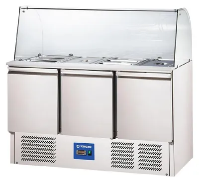 Immagine prodotto di Starline Saladette con coperchio in vetro, 3 porte, 16 x GN 1/4, 1365 x 705 x 1300 mm
