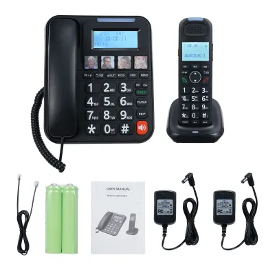 Produktbild von Telefony stacjonarne D2015 TAM Telefon bezprzewodowy z automatyczną sekretarką Rozmowy w trybie głośnomówiącym ID dzwoniącego 3 linie Rozszerzalny system telefoniczny, czarny