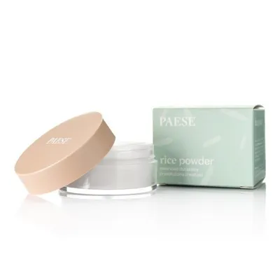 A makeup product, Paese Rice Powder, is displayed with its packaging against a white background.