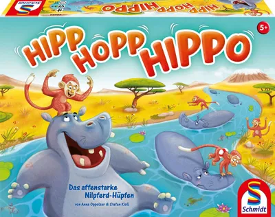 Produktbild von Schmidt Spiele Hipp-Hopp-Hippo, Brettspiel, Familie, 5 Jahr(e), 15 min, Familienspiel