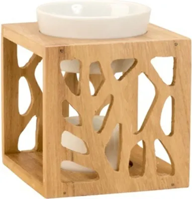 Produktbild von GKA Duftlampe Blatt für ätherische Duftöle aus Keramik Bambus Diffusor Lampe Verdunster Holz