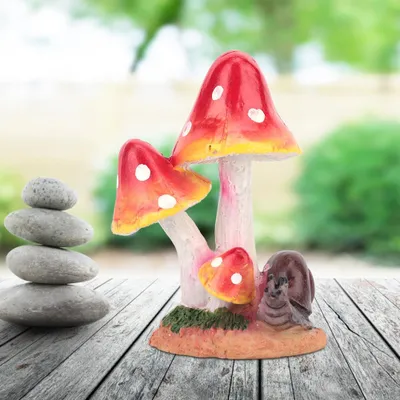 Image de Champignons animaux mignons Décorations de pelouse Jardins Ornements de cour(Rouge)