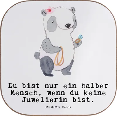 Produktbild von Mr. & Mrs. Panda Tischschoner Juwelierin Herz - Weiß - Geschenk, Lustig, Schmuckgeschäft, Witzig, Coaster, Spruch, bar untersetzer, gläseruntersetzer, Tasse, Eröffnung
