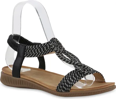 Produktbild von VAN HILL Damen Riemchensandalen Sandalen Bequeme Strass Cut-Outs Schuhe 841643, Farbe: Schwarz, Größe: 41