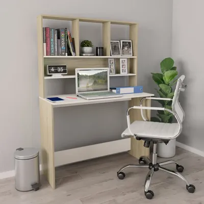 Produktbild von Möbel Schreibtisch mit Regalen Weiß Sonoma-Eiche 110x45x157 cm - Schreibtische &33766