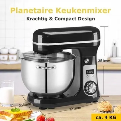 Immagine prodotto di Impastatrice - Impastatrice da cucina 6 litri - Impastatrice robot da cucina 4 kg in acciaio inox - Impastatrice per impasto