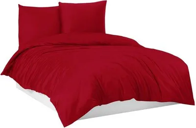 Zdjęcie produktu dla Komplet pościeli Ibzoa® wykonany w 100% z bawełny, kolor czerwony – 155 x 220 cm, zawiera poszewkę na poduszkę 80 x 80 cm