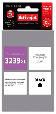 Zdjęcie produktu dla Activejet Tusz AB-3239BNX (zamiennik Brother LC3239XL; Supreme; 50 ml; czarny), Wysoka (XL) wydajność, Czarny, Tusz na bazie pigmentu, 50 ml, 1 szt., Jednopak