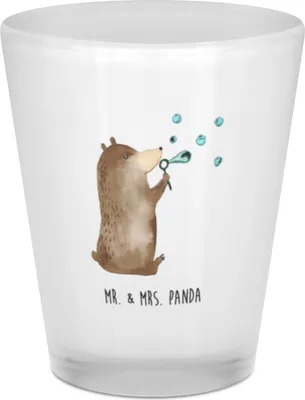 Produktbild von Mr. & Mrs. Panda Schnapsglas Bär Seifenblasen - Transparent - Geschenk, Lustig Sein Glücklich Traurig Happy, Shot Glas, Pinnchen, Likör, Teddy, Stamper, Gläschen