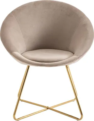 Produktbild von Stuhl aus Velours und goldenem Metall - Beige - BURBAN