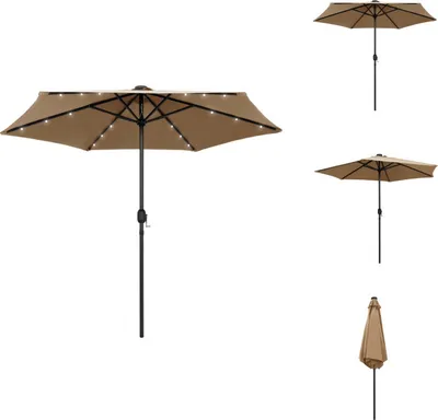 Obrázek produktu pro vidaXL Slunečník s LED světly a hliníkovou tyčí 270 cm Taupe - Slunečníky a slunečníky