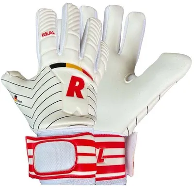 Imagen del producto de REAL REAL 605 Guantes de portero para niños, color blanco, talla 5