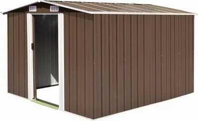 Immagine prodotto di MOONAIRY casetta per attrezzi, casetta da giardino, casetta per attrezzi, casetta da giardino, garage per biciclette, casetta da giardino, 257 x 298 x 178 cm, metallo, marrone