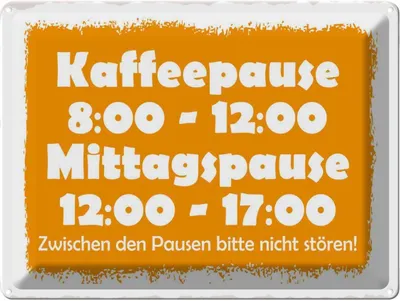 Produktbild von vianmo Blechschild 30x40 cm Pausenregelung