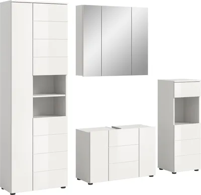 Produktbild von Vira Badmöbelset 4 Teile weiß Hochglanz, weiß.