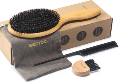 Obrázok produktu pre BESTOOL kefa na vlasy s kančími štetinami bambusové lopatky na tenké vlasy