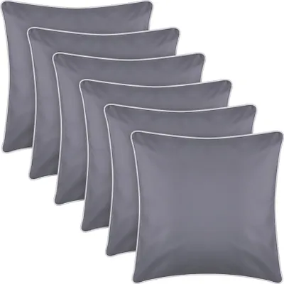 Obrázek produktu pro Venkovní polštářek s lemováním 6 ks (45 x 45 cm) tmavě šedý - Dekorační polštářek zahradní zip - Odpuzuje nečistoty a vodu - Odnímatelný potah