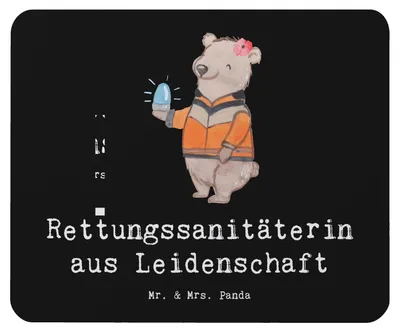 Produktbild von Mr. & Mrs. Panda Mouse Pad Rettungssanitäterin Leidenschaft - Schwarz - Geschenk, pc mousepad, mousematte, computer, Mauspad