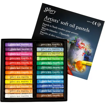 Produktbild von Mungyo Gallery Ölpastell Premium, L: 7 cm, Stärke 10 mm, verschiedene Farben, 24 Stück 1 Box