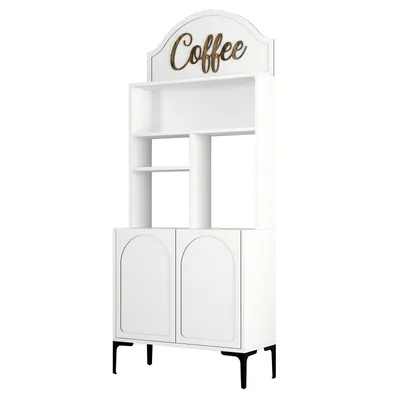 Produktbild von Skye Decor, Lyon 80 - White, Black, Wohnzimmerschrank, Kaffeebarschrank, Weiß, 81,3 x 201 x 35 cm