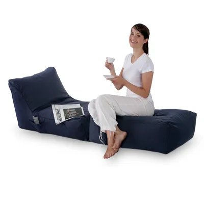 Produktbild von Smoothy Lounge Chair Supreme Sitzsack & Liegestuhl Blau – Ergonomisches Sitzkissen 170x58x68 cm, 100% Baumwolle, waschbarer Bezug