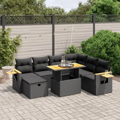 Produktbild von 8-tlg. Garten-Sofagarnitur - mit Kissen Schwarz Poly Rattan - Gartenmöbelset 3276156
